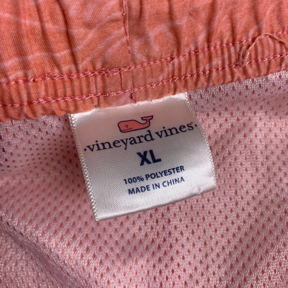 Vineyard Vines Shorts Mens XL Coral Orange Tropical Swim Trunks Lined Beach Pool - Picture 3 of 11